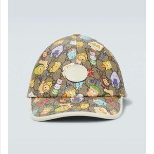Gucci Kawaii floral leather-trimmed cap